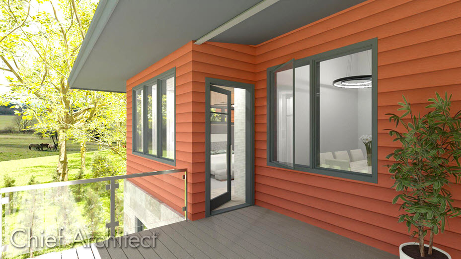 Camera view displaying an open door and open window