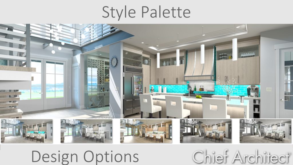 An image showing the Style Palette tool in Chief Architect and how its used for design options. 